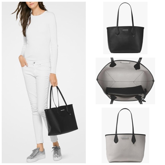 Michael Kors. 5 Piece. Saige Reversible Tote & Pouch & Dust Bag, Scarf & Charm. - Picture 2 of 16